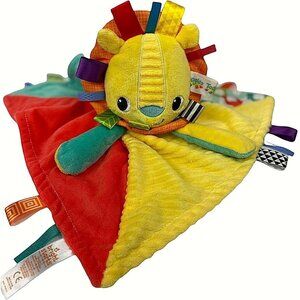 Bright Starts Lovie Blanket Plush Lion Security Pacifier yellow orange blue
